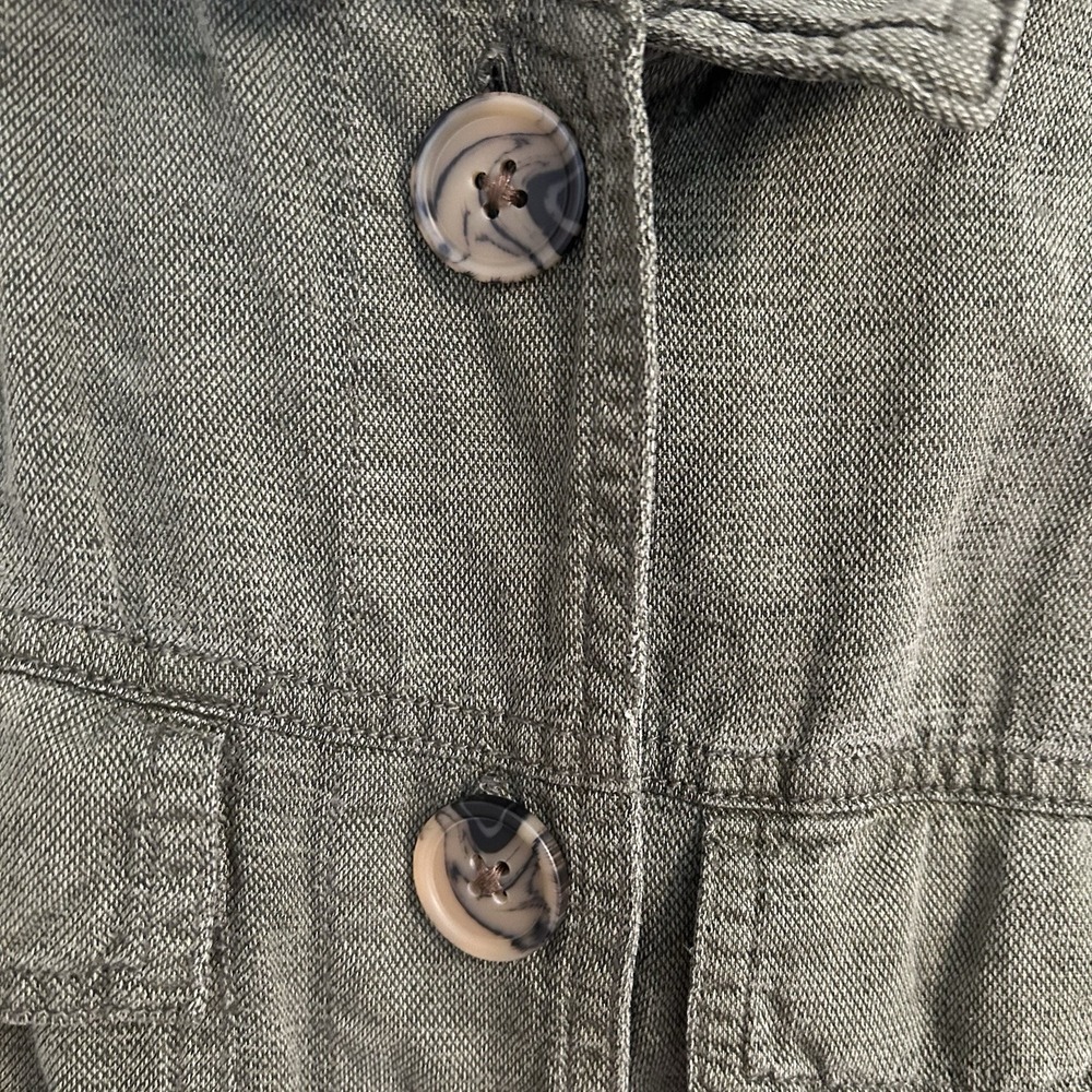 Nicole Miller Utility Jacket large Linen Workwear Pockets Button y2k Lagenlook - Picture 6 of 7
